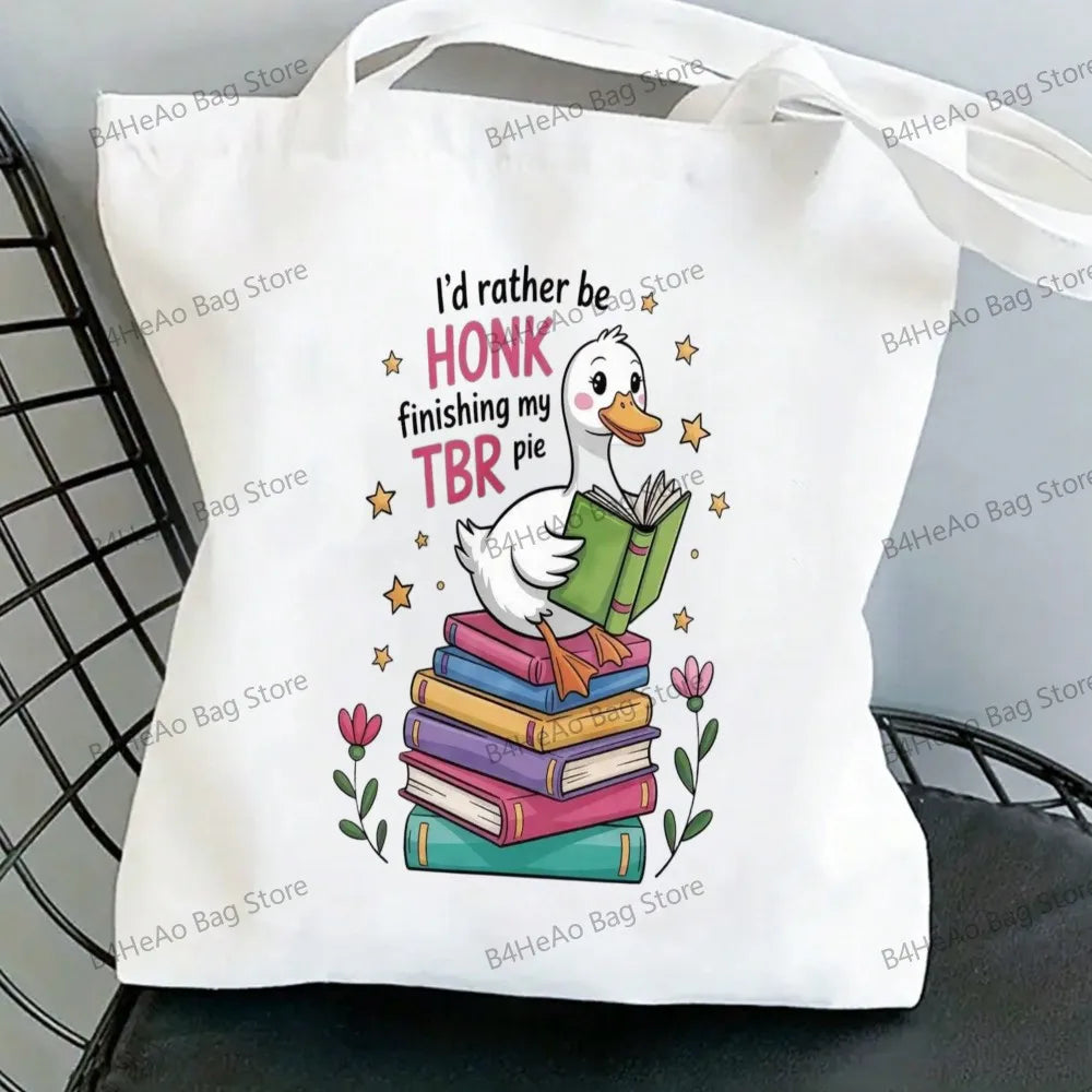 Women Canvas Shopping Bag Casual Large Capacity Book Print Female Shoulder Bag Eco Handbag Tote Reusable Grocery Shopper Bags
