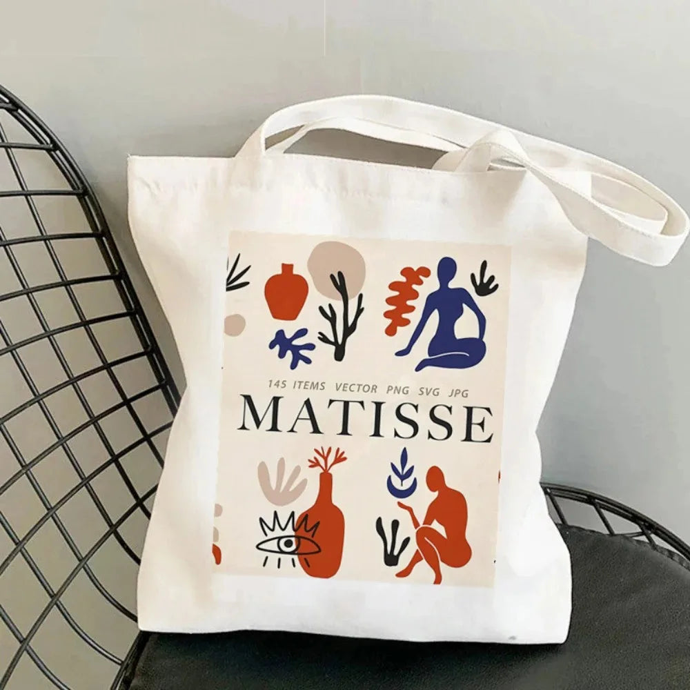 Abstract Flower Art Canvas Handbag Durable and Environmentally Friendly Work School Shopping Daily Commuting Yoga Shoulder Bag