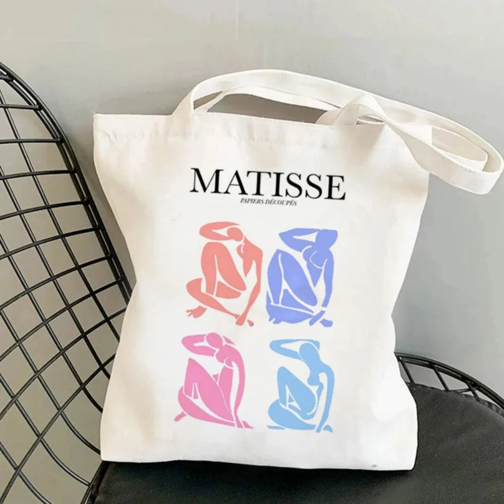 Abstract Flower Art Canvas Handbag Durable and Environmentally Friendly Work School Shopping Daily Commuting Yoga Shoulder Bag