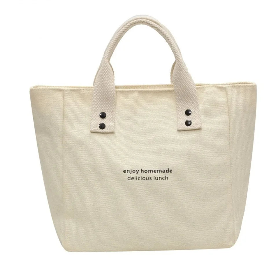Solid Color Canvas Tote Bag, Japanese Simple Style Handbag for Office Workers, Students & Moms, Casual Daily Carry Bag