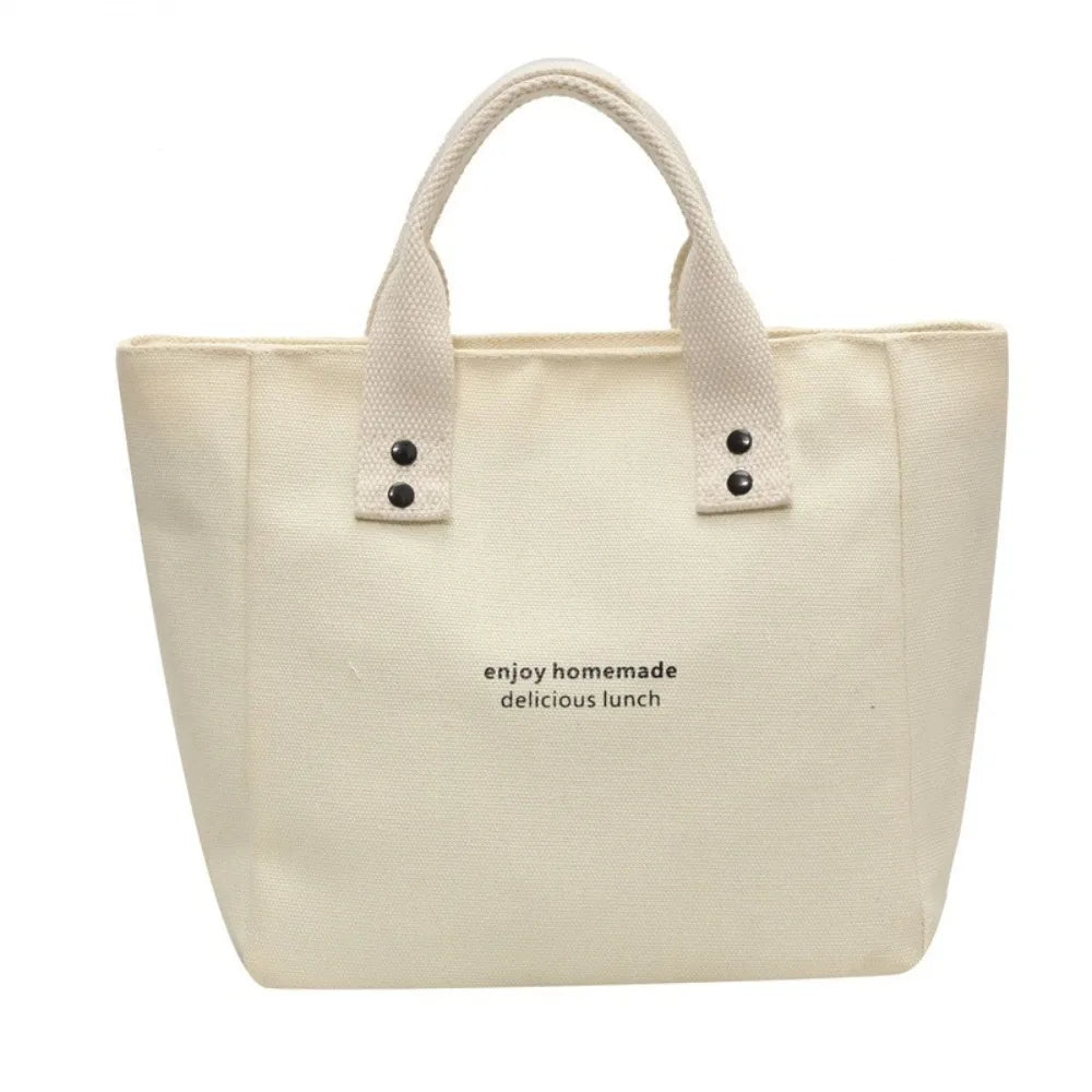 Solid Color Canvas Tote Bag, Japanese Simple Style Handbag for Office Workers, Students & Moms, Casual Daily Carry Bag