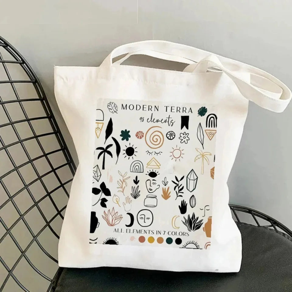 Abstract Flower Art Canvas Handbag Durable and Environmentally Friendly Work School Shopping Daily Commuting Yoga Shoulder Bag