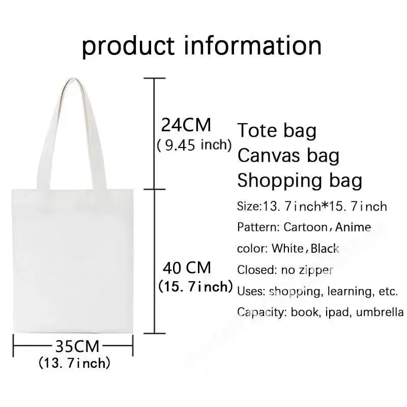 Women Canvas Shopping Bag Casual Large Capacity Book Print Female Shoulder Bag Eco Handbag Tote Reusable Grocery Shopper Bags