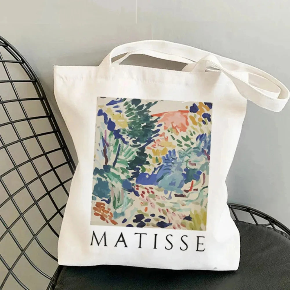 Abstract Flower Art Canvas Handbag Durable and Environmentally Friendly Work School Shopping Daily Commuting Yoga Shoulder Bag