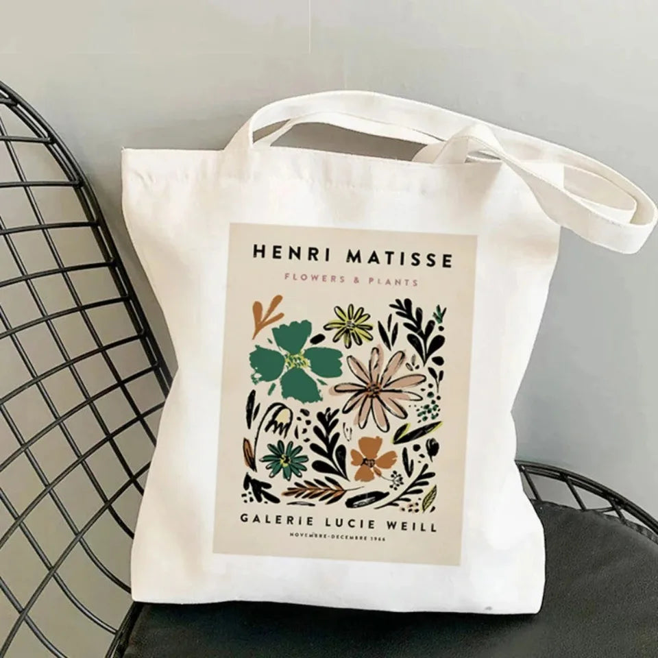 Abstract Flower Art Canvas Handbag Durable and Environmentally Friendly Work School Shopping Daily Commuting Yoga Shoulder Bag