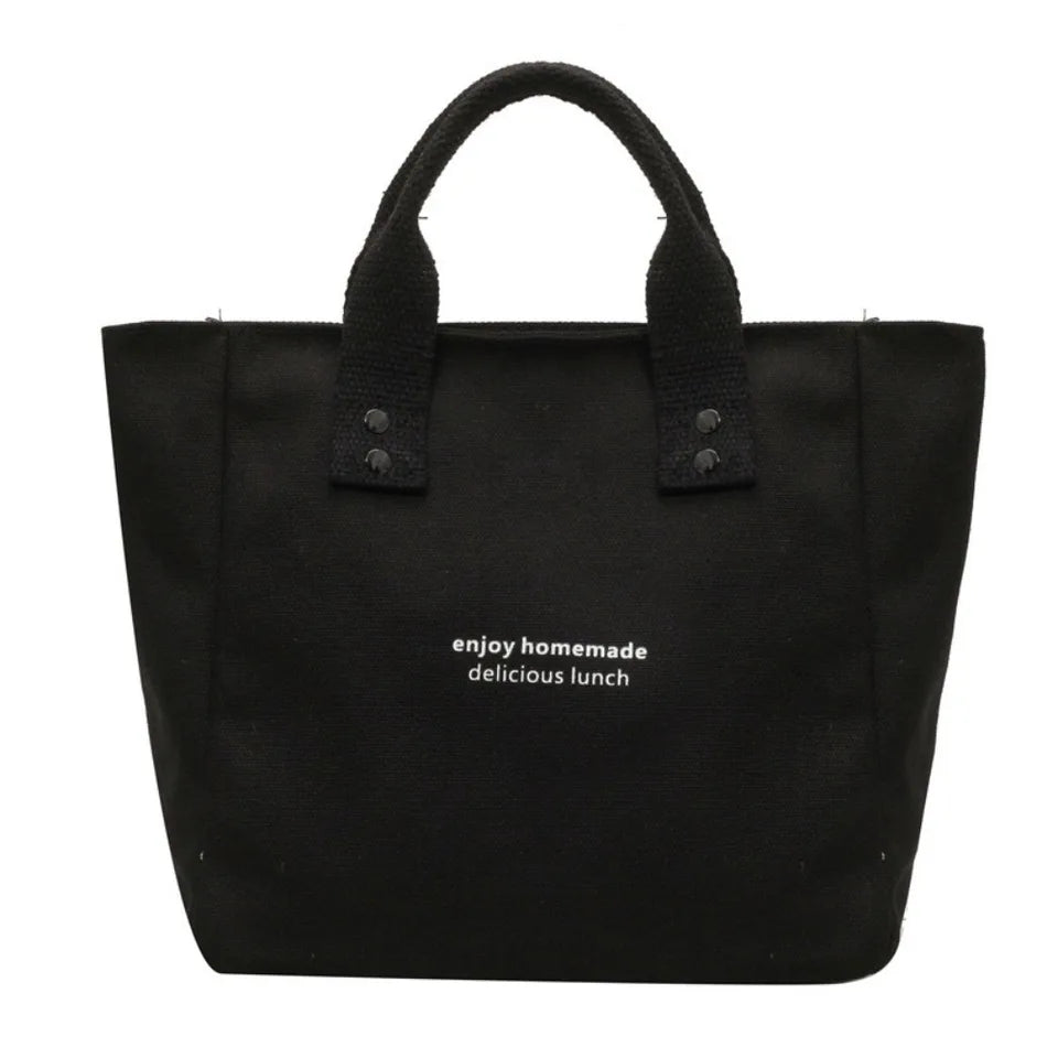 Solid Color Canvas Tote Bag, Japanese Simple Style Handbag for Office Workers, Students & Moms, Casual Daily Carry Bag
