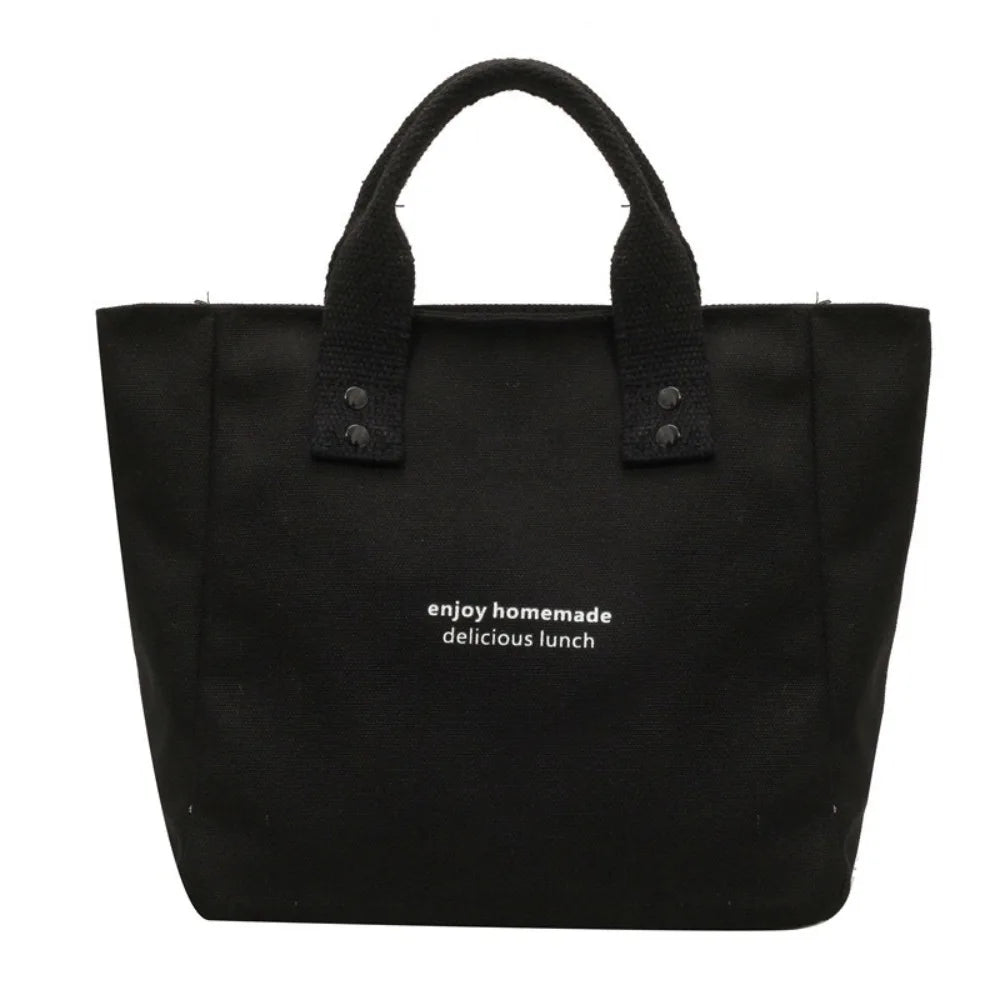 Solid Color Canvas Tote Bag, Japanese Simple Style Handbag for Office Workers, Students & Moms, Casual Daily Carry Bag