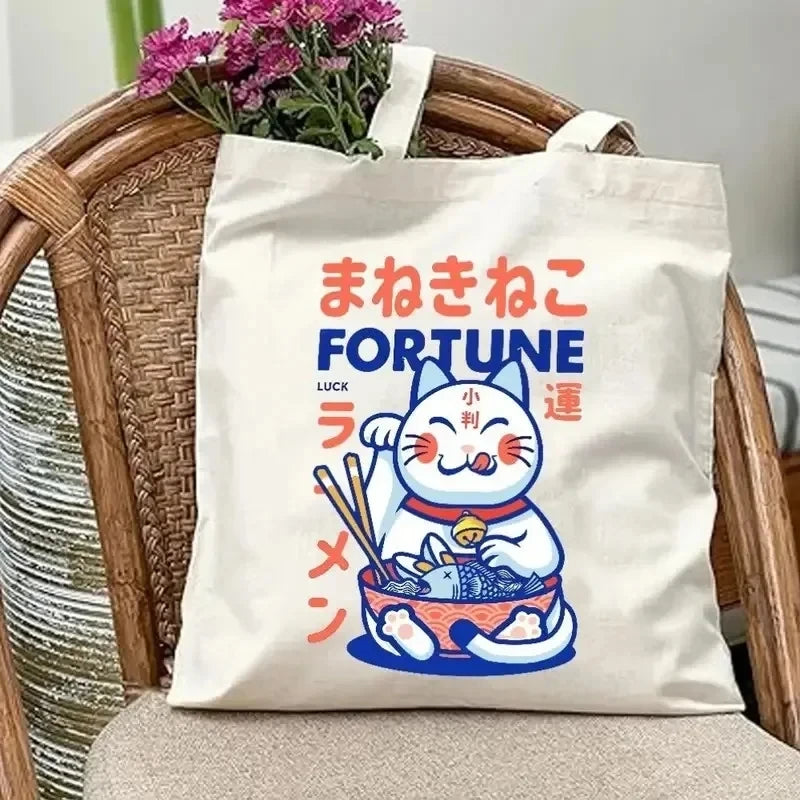 Cute Cat Print Tote Bag Large Capacity Shoulder Shopping Bag for Leisure and Everyday Use Multipurpose Reusable Fashion Handbag