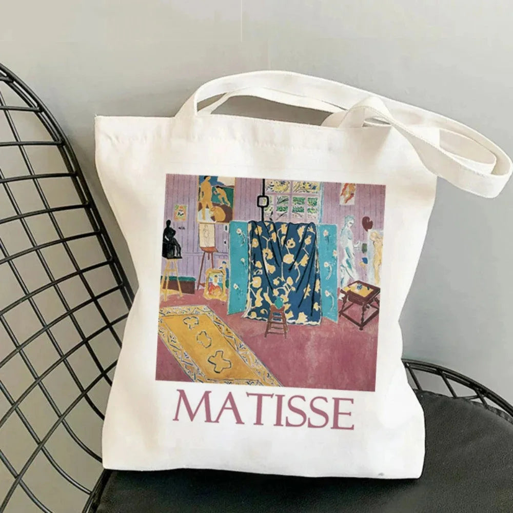 Abstract Flower Art Canvas Handbag Durable and Environmentally Friendly Work School Shopping Daily Commuting Yoga Shoulder Bag
