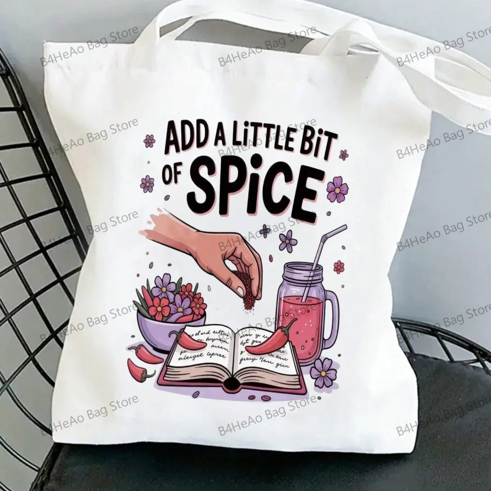Women Canvas Shopping Bag Casual Large Capacity Book Print Female Shoulder Bag Eco Handbag Tote Reusable Grocery Shopper Bags